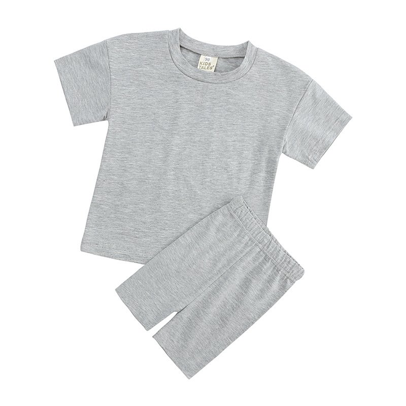Fashion Baby Toddler Girls Clothes Sports 2pcs Solid Short Sleeve T-Shirt Top+Shorts Clothing set 1-9Y Kids Boys Tracksuit
