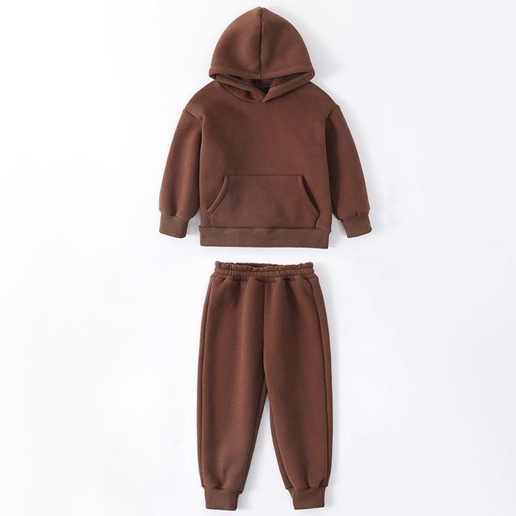 Winter Kids Boy Clothing Hoodies Jogger 2 Pieces Sets Custom Logo Fleece Boys Tracksuit Outfit Sets