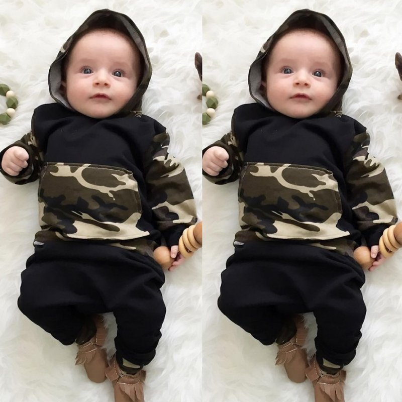 newborn baby clothes set 2pcs camouflage hooded baby clothing sets boys clothes sets