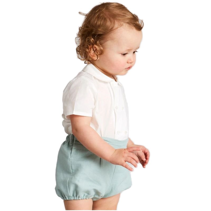 Wholesale Summer Kids Set Children Girl Wear Peter Pan Collar Shirt Shorts Boutique Baby Clothes Toddler Boy Clothing Dress Suit
