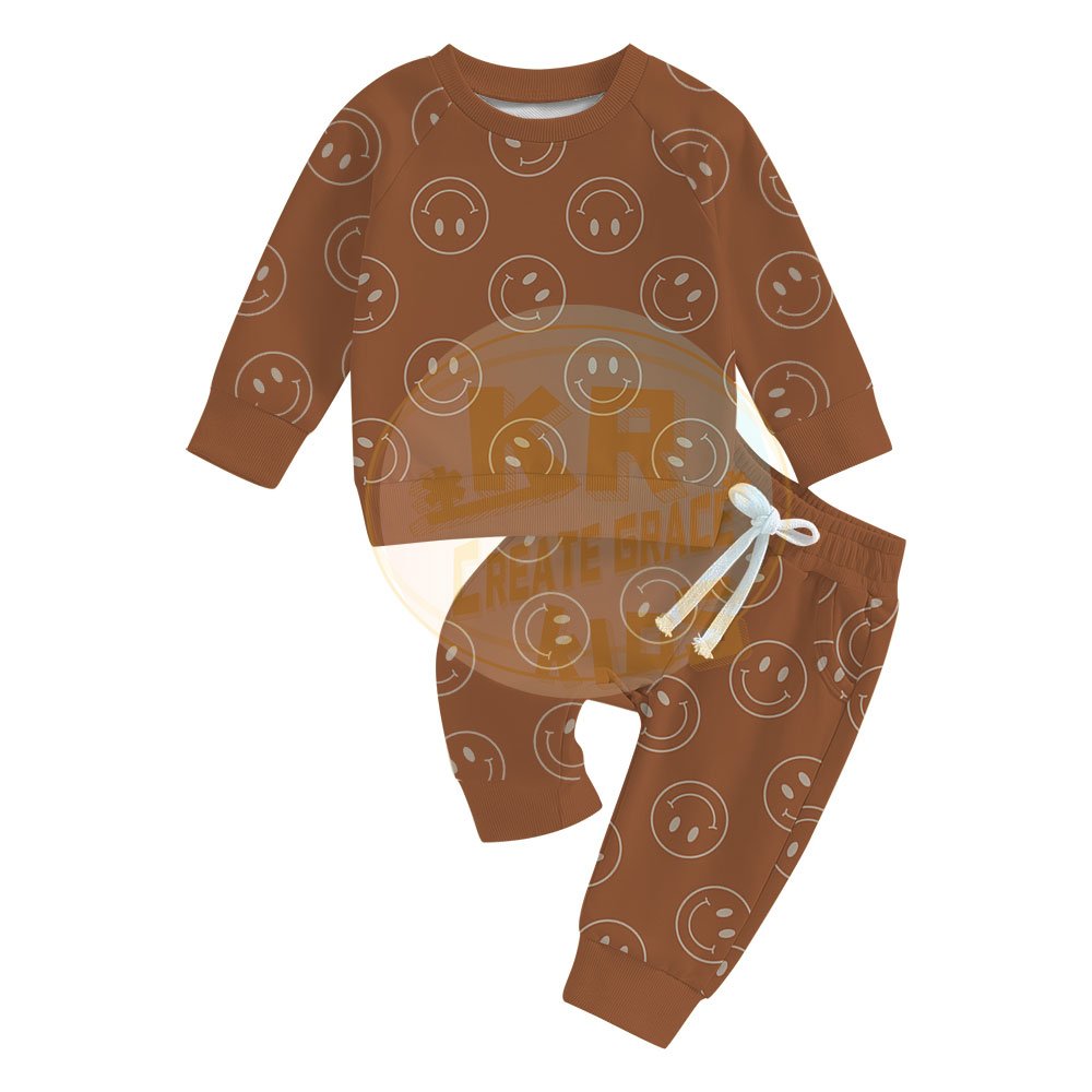 Wholesale boutique winter bamboo clothing set 2 pcs long-sleeved casual children's pajamas set bamboo boy clothing set