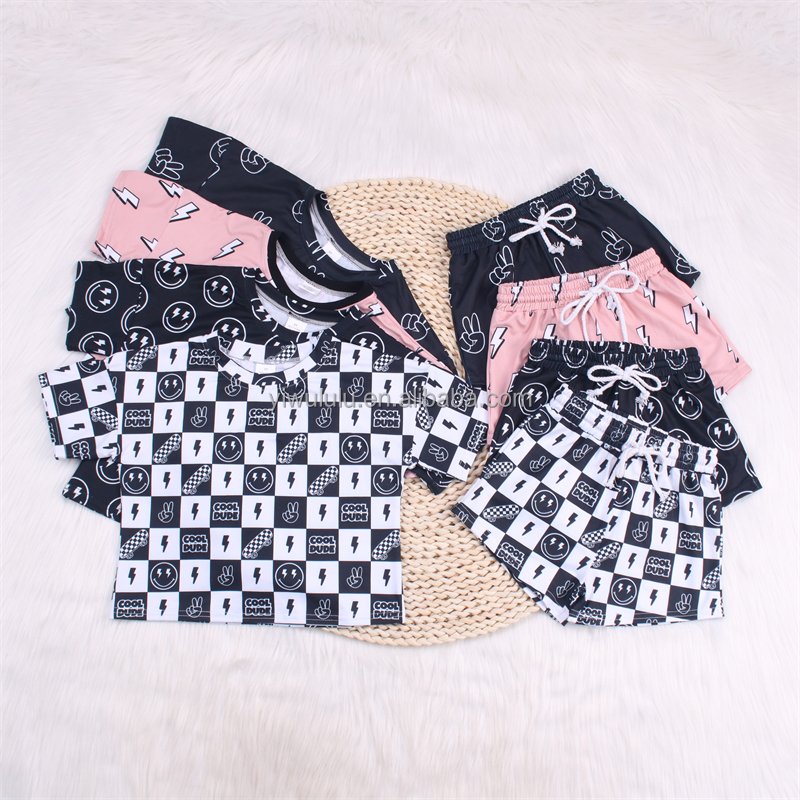 Wholesale Two Piece Kids Clothes Set Cotton Short Sleeve Custom Children Boys Clothing Sets