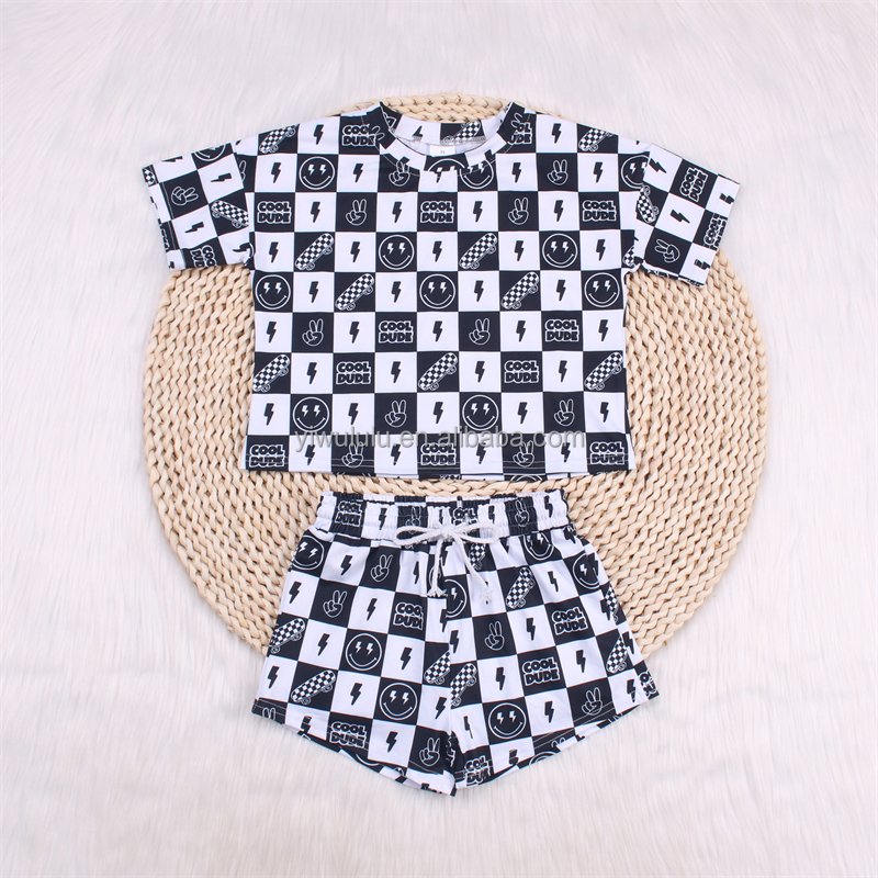 Wholesale Two Piece Kids Clothes Set Cotton Short Sleeve Custom Children Boys Clothing Sets