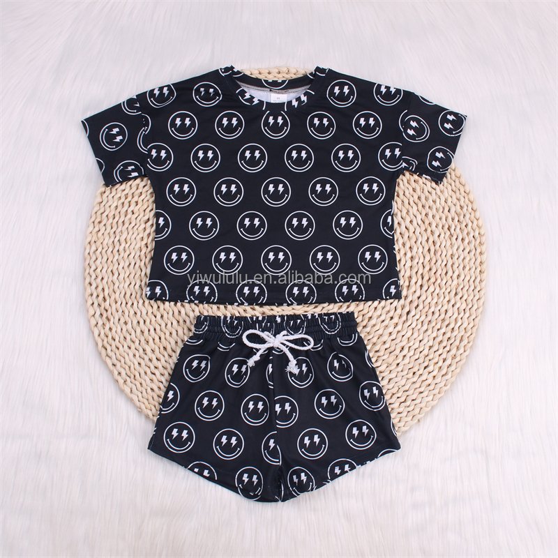 Wholesale Two Piece Kids Clothes Set Cotton Short Sleeve Custom Children Boys Clothing Sets