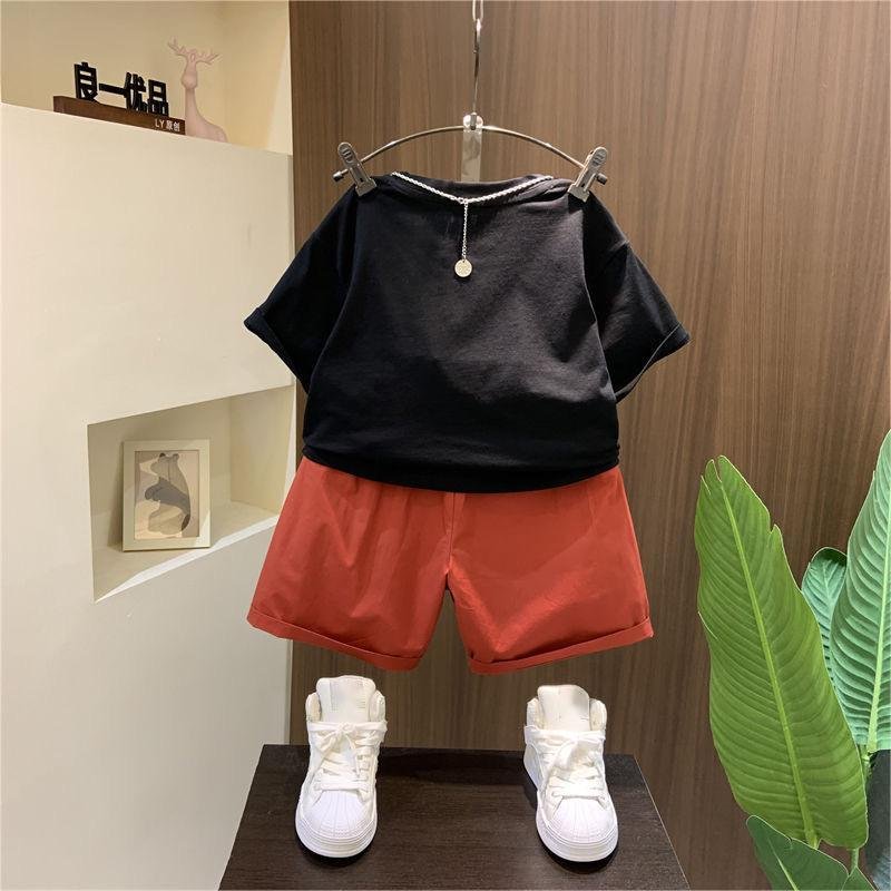 Kids Summer Stylish 2pcs Suits Printed T-shirt+Shorts Fashionable Baby Boys Clothing Sets