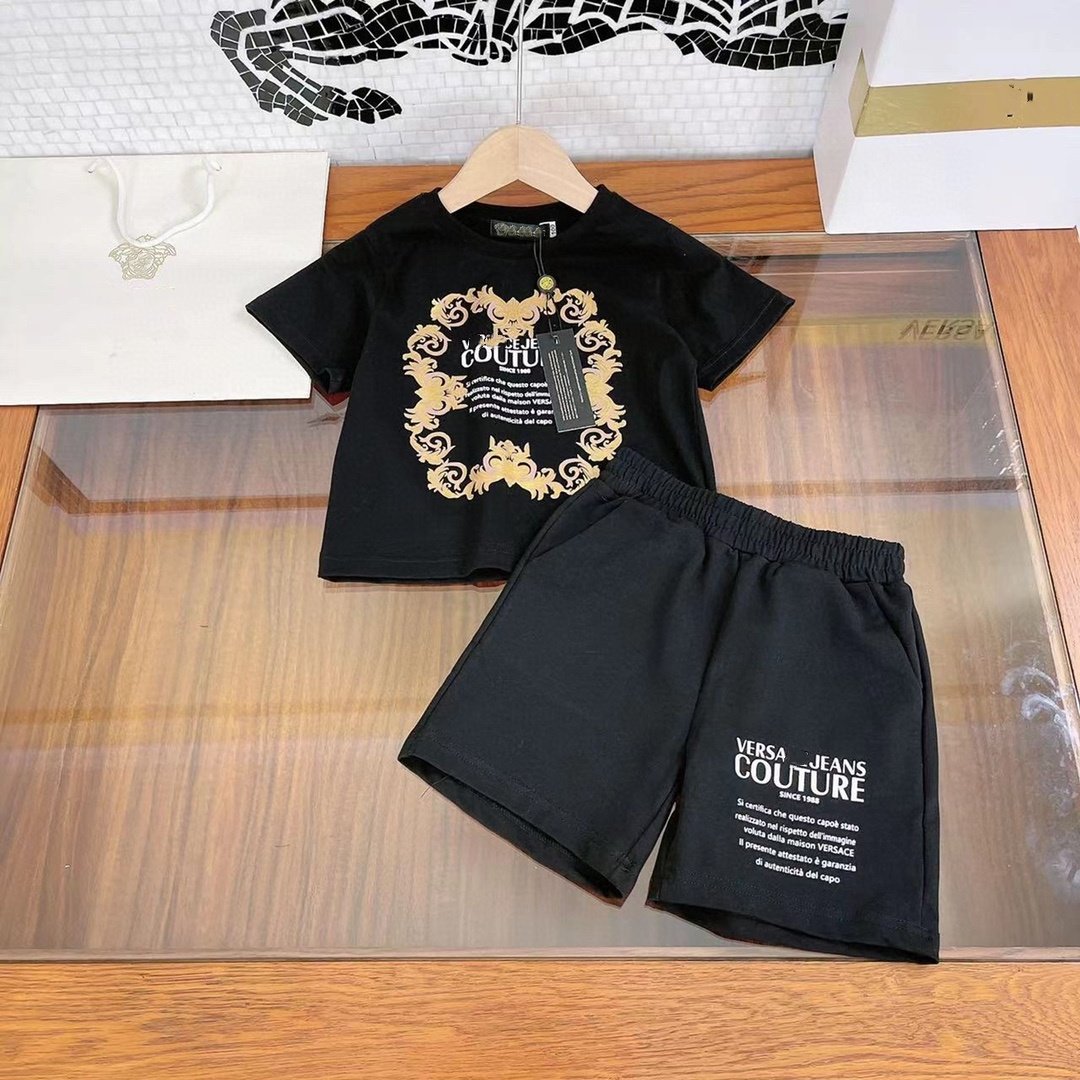 RUNTEN 2024 Boy Clothing Sets Casual T-shirt Set And Shorts Pure-cotton Children Suit