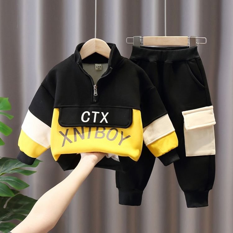 Hot selling 76 long sleeves jeans 2pcs private label boutique kid boy clothing sets