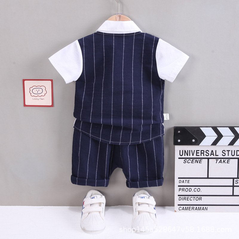 Boys short sleeve baby summer 0-4 years old British vest set children's new two-piece baby summer set