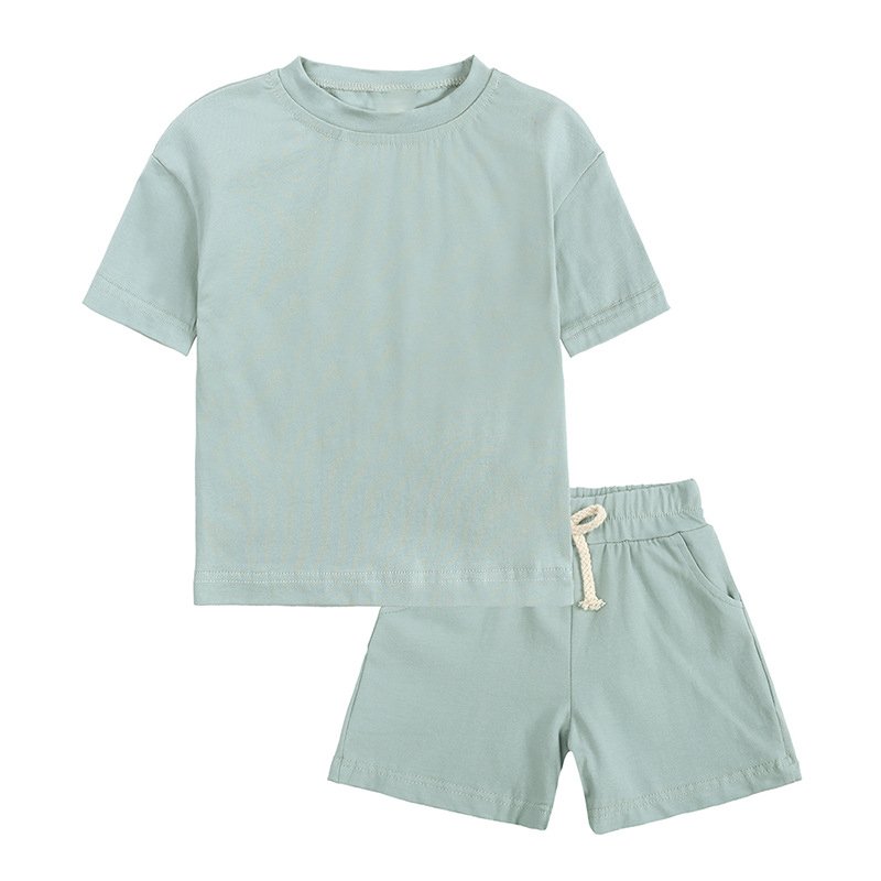 2022 New Summer Boys Clothing Kids Shorts Set Toddler Boys Plain Two Piece Sets Shirt And Short Set For Kids