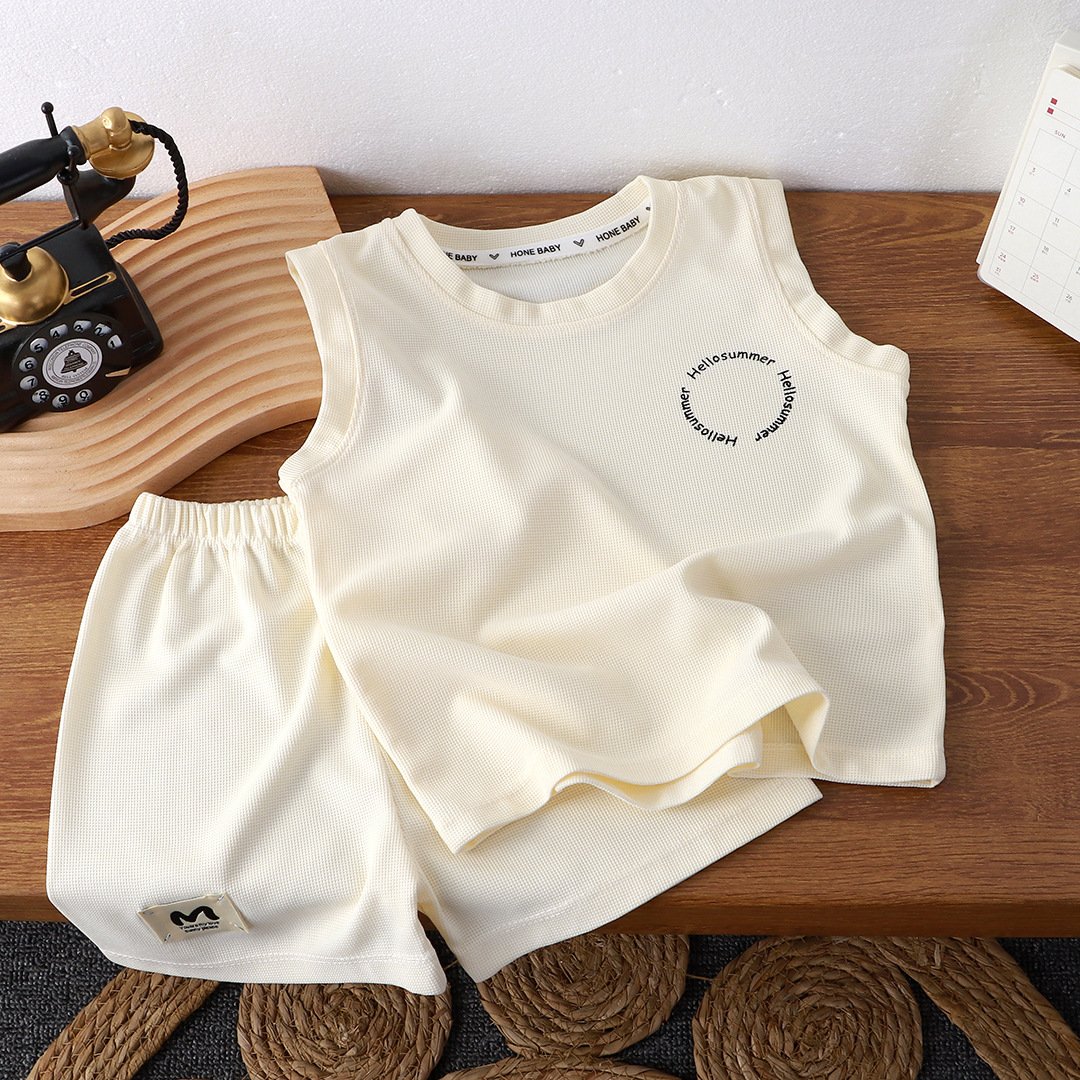 Boy's vest set summer thin handsome net red clothes fashion trend comfortable Korean version of large children's outerwear