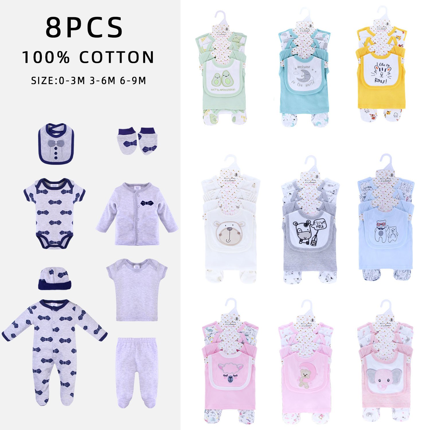 High quality Baby Clothing Sets Organic Cotton Romper 3 Pcs Children Clothes Set Newborn Baby Boy and Girl Knitted