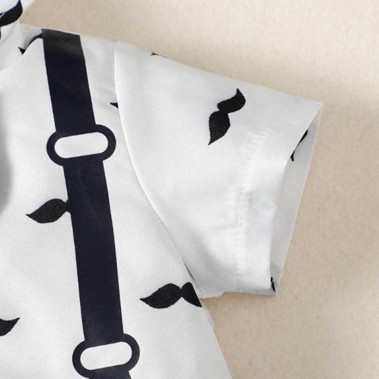 Customized bowtie decor custom logo turn down neck kids boys clothes for 3-6M two piece t shirt and short set