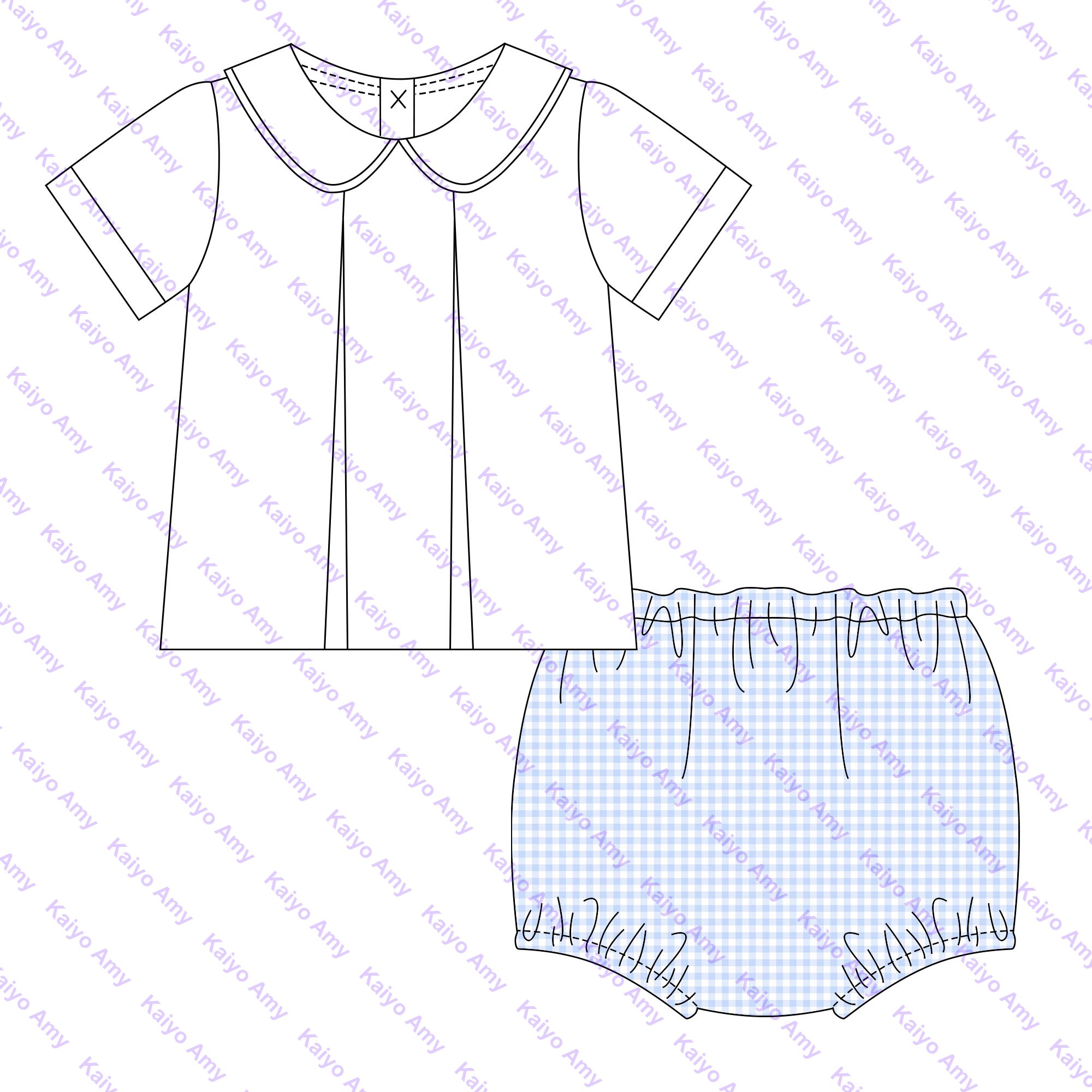 Mardi Gras toddler boys clothing set peter pan collar t shirts matching woven gingham baby boys diaper set