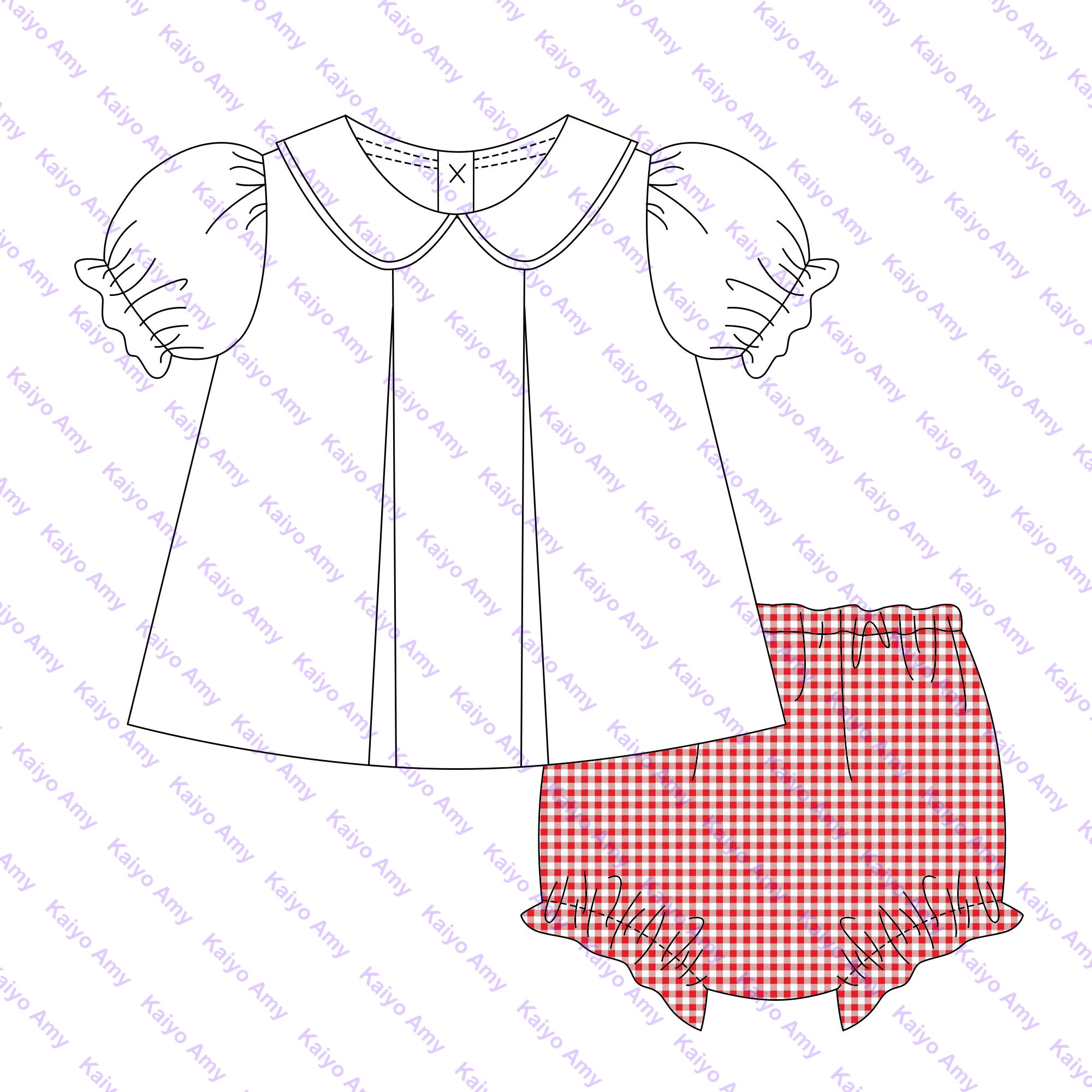 Mardi Gras toddler boys clothing set peter pan collar t shirts matching woven gingham baby boys diaper set