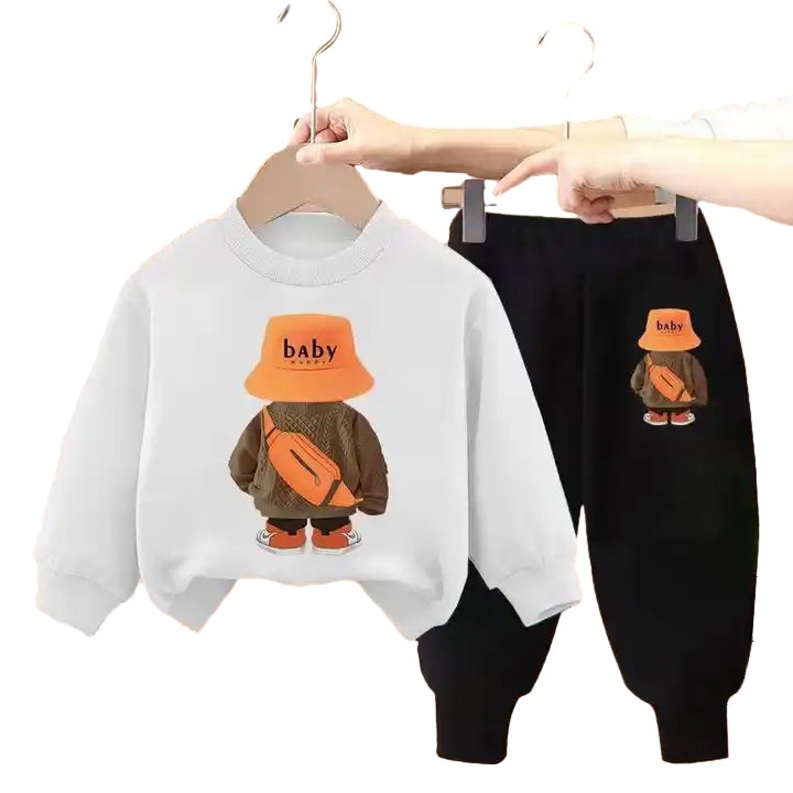 2024 Most Popular cute cartoon printing sweatshirts kids set for girls and boys clothing sets
