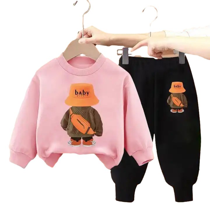 2024 Most Popular cute cartoon printing sweatshirts kids set for girls and boys clothing sets