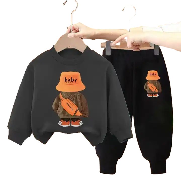 2024 Most Popular cute cartoon printing sweatshirts kids set for girls and boys clothing sets