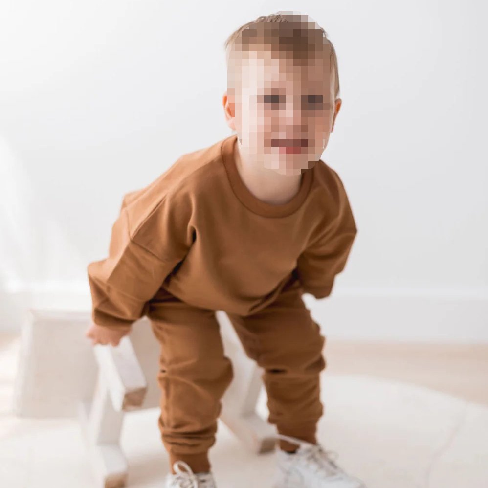Wholesale Custom Baby 2 Piece Sets Solid Color Kids Clothing Cotton Boys Outfits Tracksuits For Boys