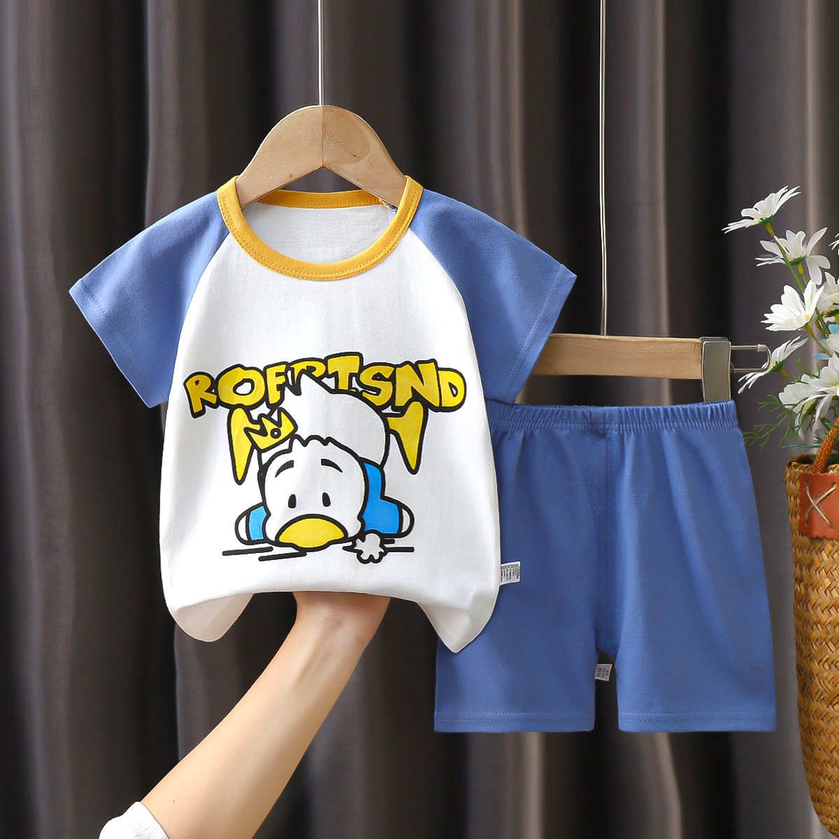 2023 Summer Solid Color Cotton Shorts And T Shirt Kids Clothing Sets Custom Baby Boys Clothing Sets 4 To 12 Years Old