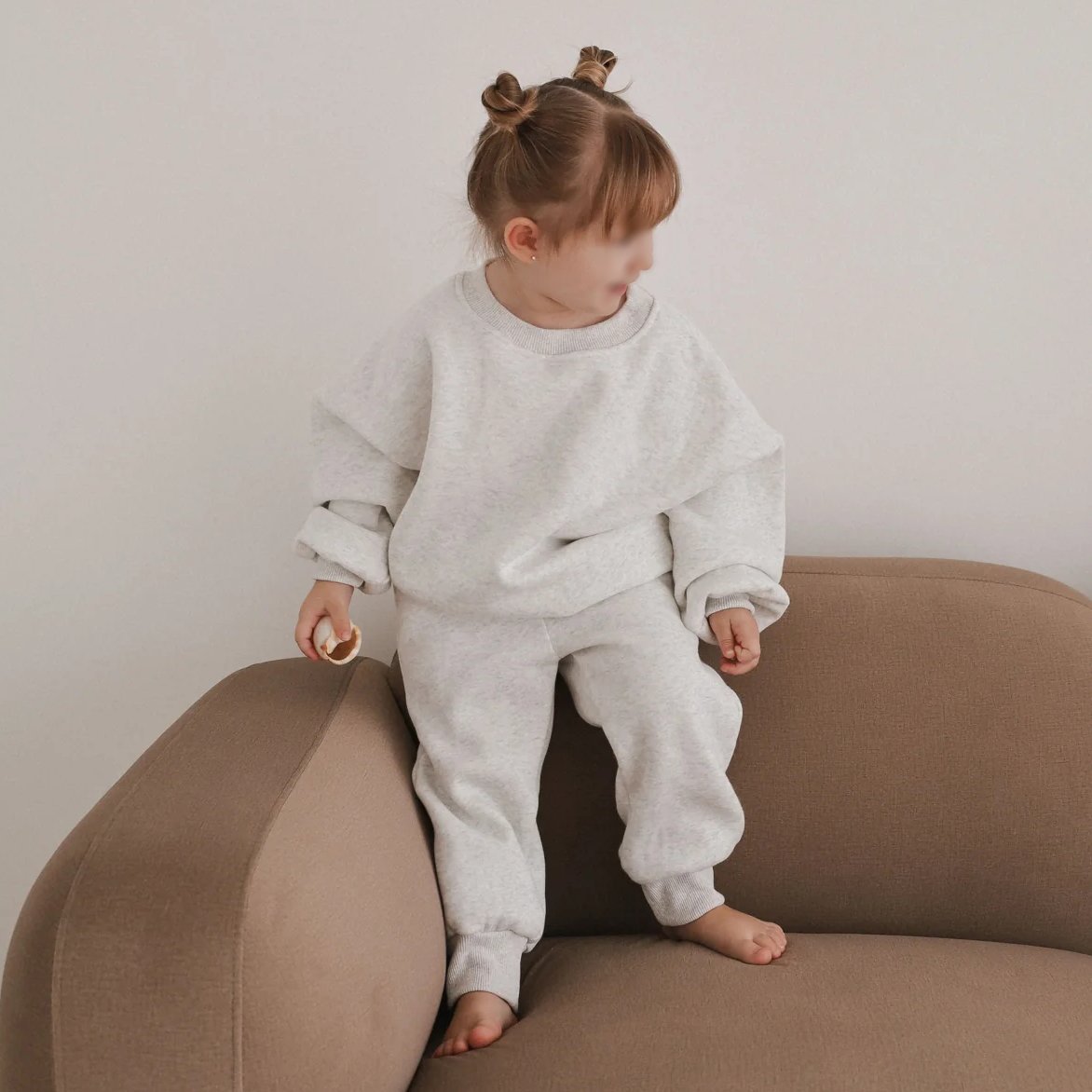 Toddler Baby Sweatsuit Fleece Crewneck Sweatshirts Jogger 2 Piece Set Custom Logo Plain Kids Boys Clothing Set