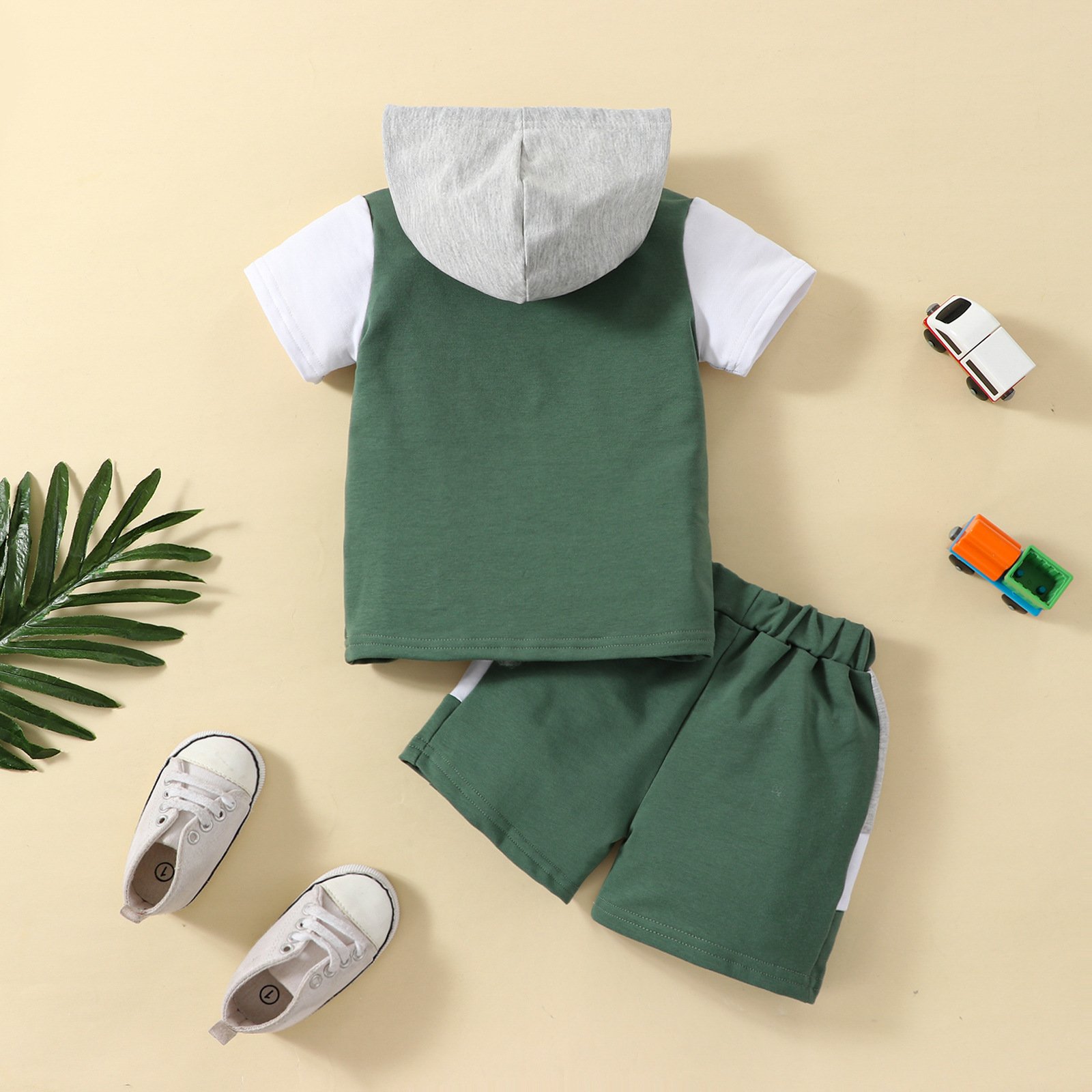 2024New Fashion baby boy summer clothes set new kids hooded t-shirt shorts 2pcs outfit