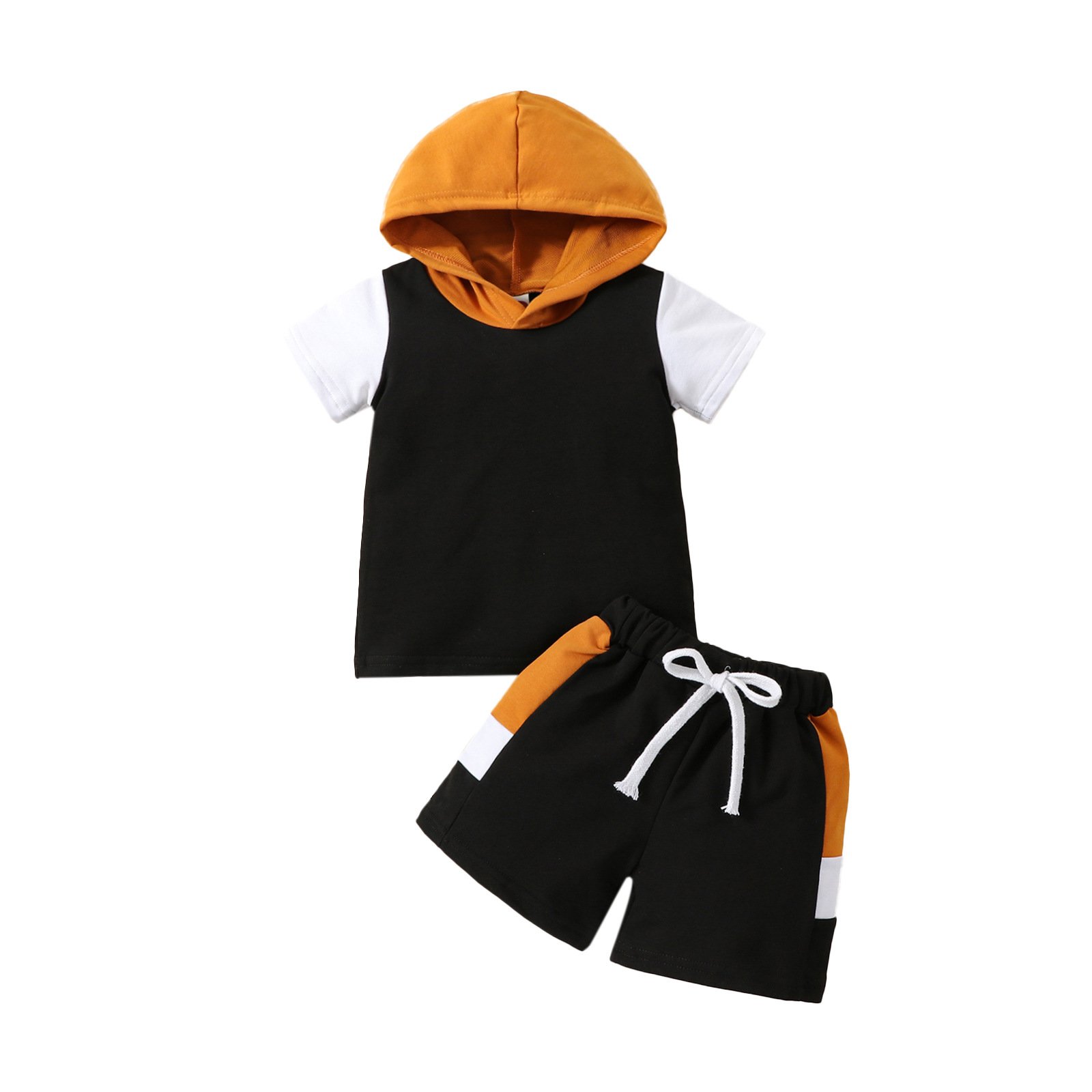 2024New Fashion baby boy summer clothes set new kids hooded t-shirt shorts 2pcs outfit