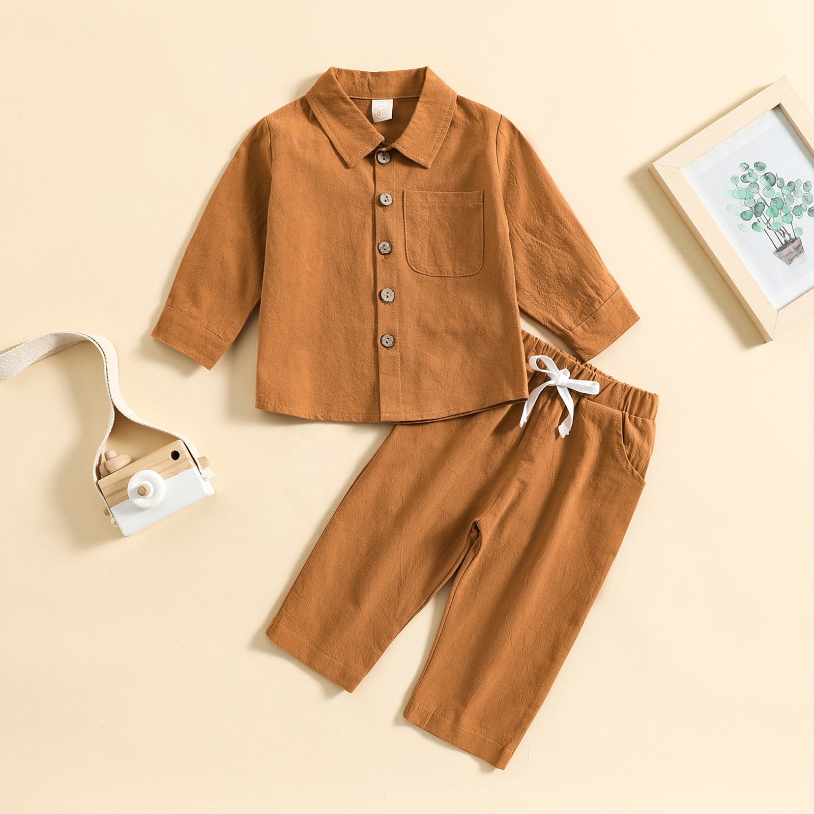 children clothing wear boutique clothing baby boy fall clothing sets 100% cotton linen jackets with pants 2 pcs clothes sets