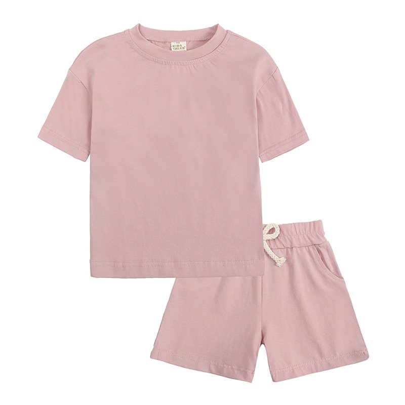 Rarewe Kids Clothing Unisex Sweatsuit Sets O Neck Short Sleeve Tshirts Shorts 2 Piece Children Tracksuit Set For Summer