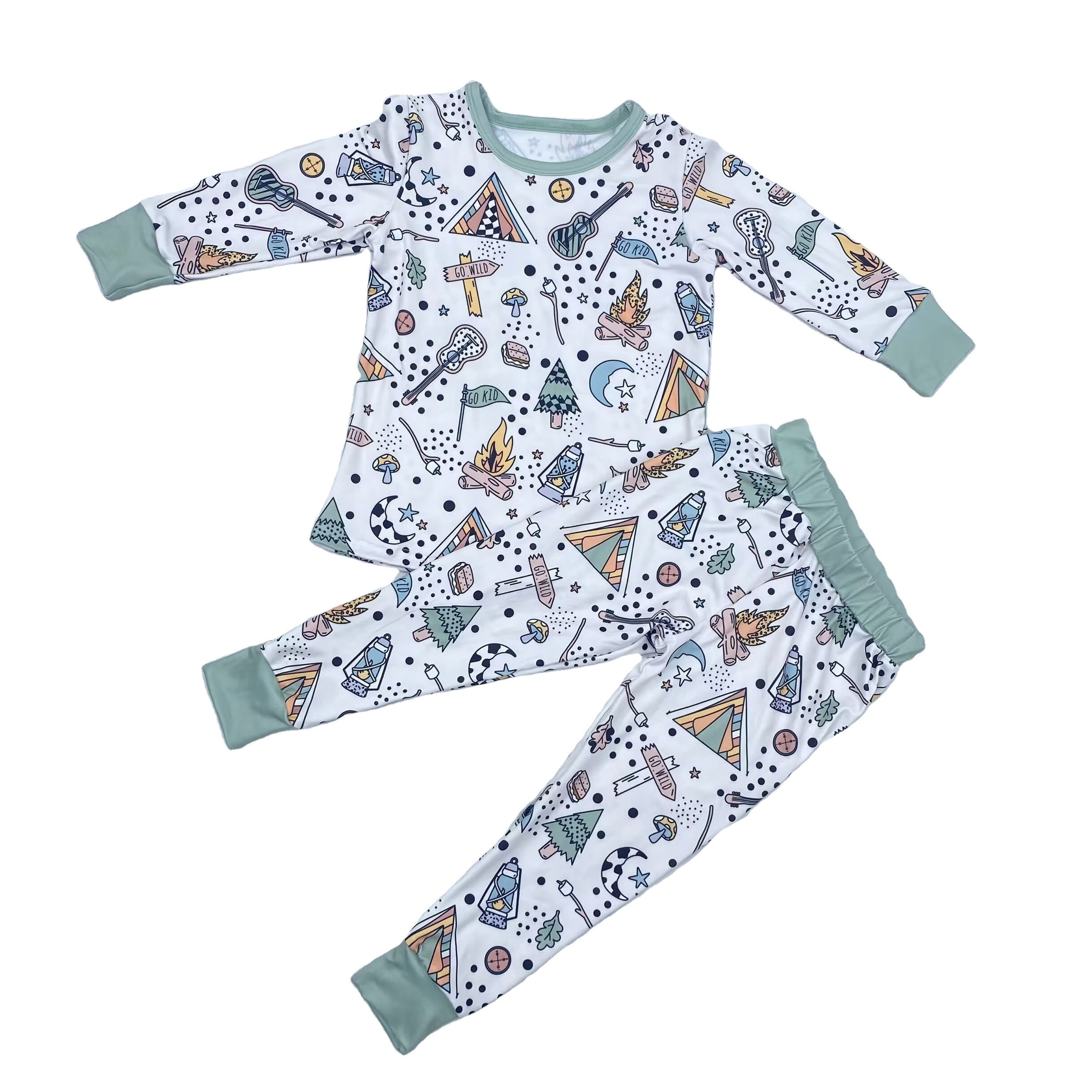 New Custom Baby Girl Floral Print Pajamas Set Kids Girls Boutique Fall Winter Clothes Set