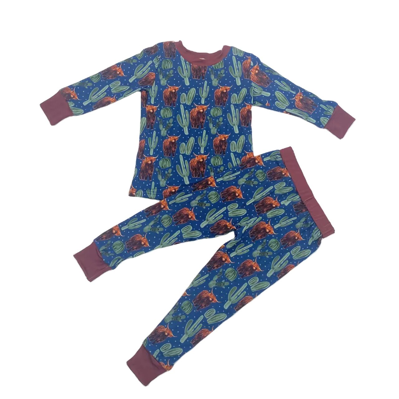 New Custom Baby Girl Floral Print Pajamas Set Kids Girls Boutique Fall Winter Clothes Set