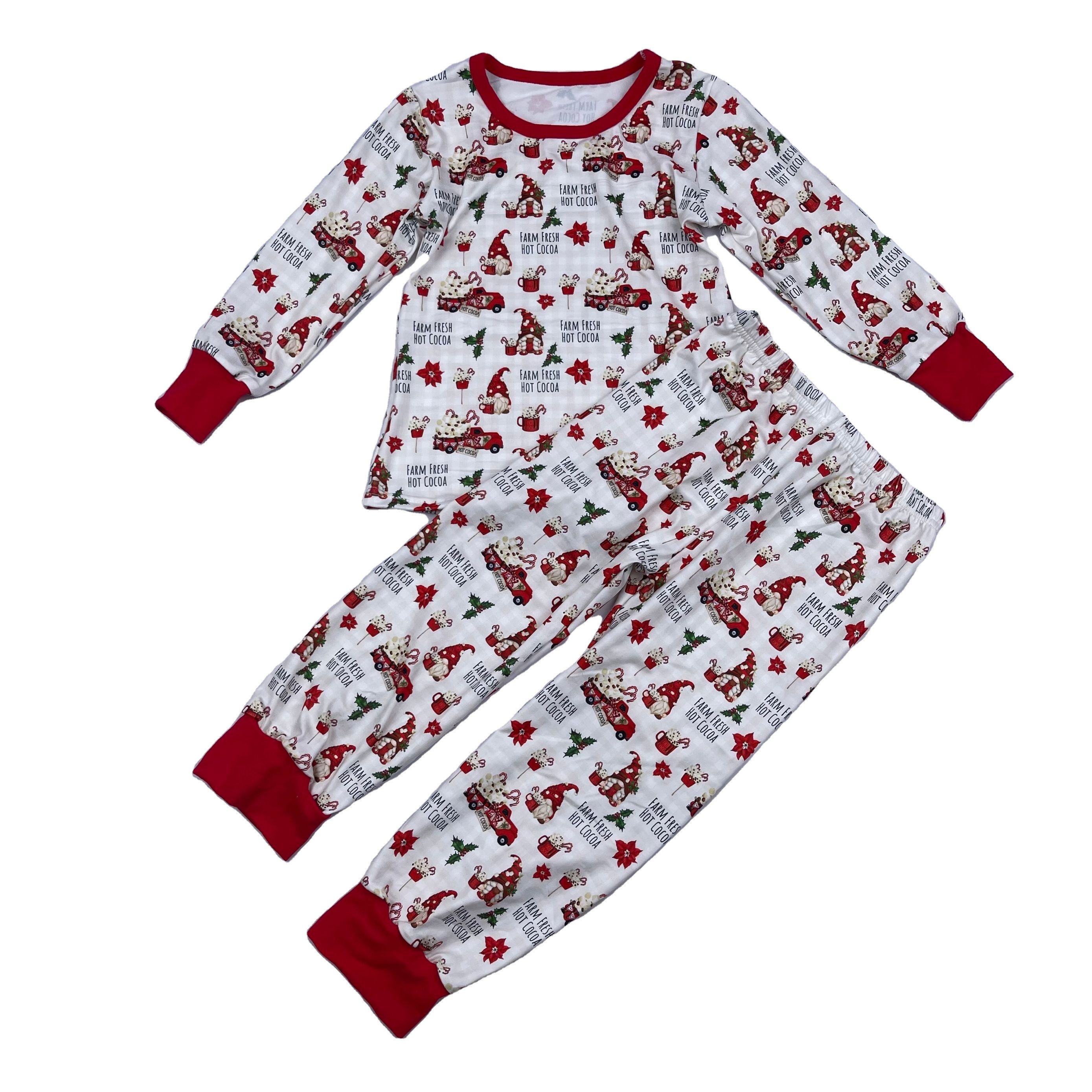 New Custom Baby Girl Floral Print Pajamas Set Kids Girls Boutique Fall Winter Clothes Set