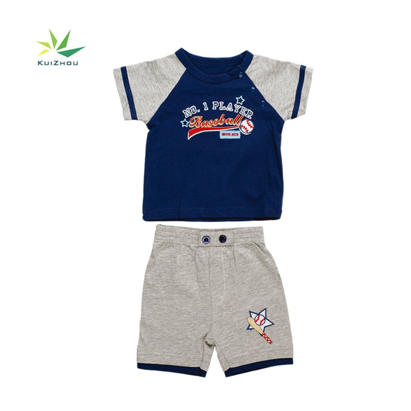 Fashion Boutique Summer Short Sleeve Baseball Tracksuit Children T-Shirt Shorts 2Pcs Casual Set Baby Boy Suit