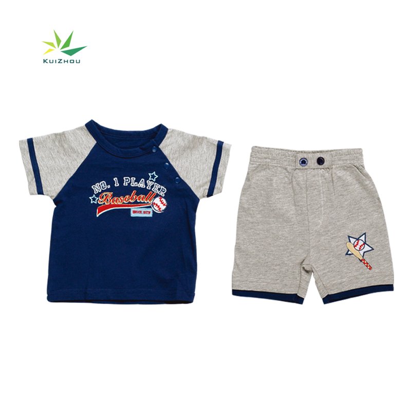 Fashion Boutique Summer Short Sleeve Baseball Tracksuit Children T-Shirt Shorts 2Pcs Casual Set Baby Boy Suit