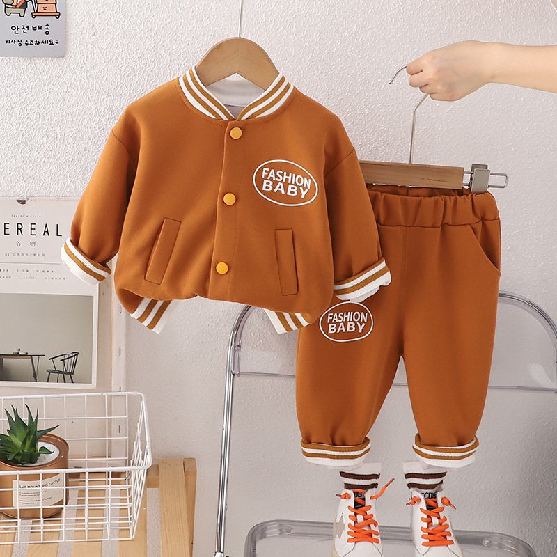 New Trendy Spring Autumn Kids Baseball Jacket Suits 2pcs Fashion Boys Pants Clothing Sets