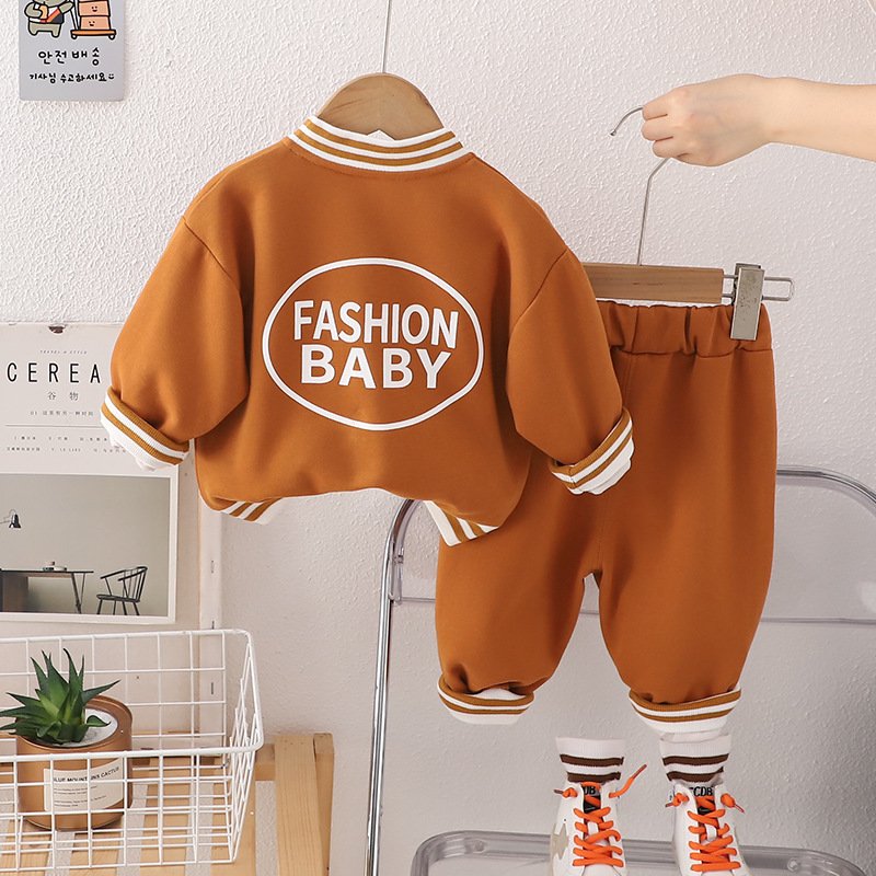 New Trendy Spring Autumn Kids Baseball Jacket Suits 2pcs Fashion Boys Pants Clothing Sets