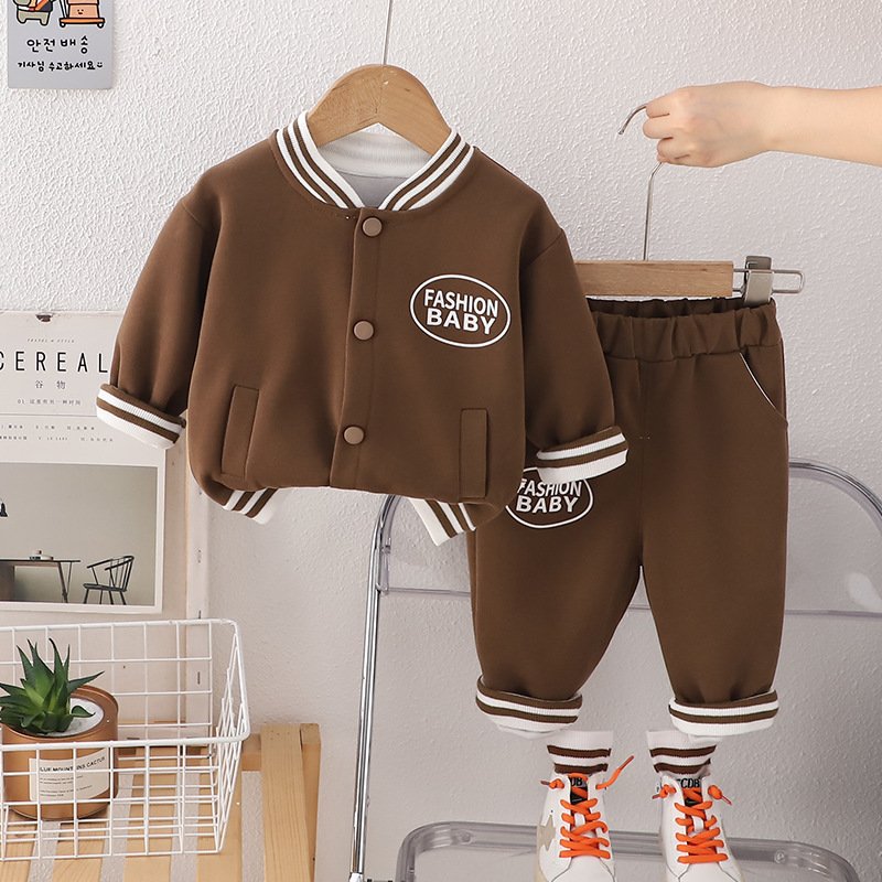 New Trendy Spring Autumn Kids Baseball Jacket Suits 2pcs Fashion Boys Pants Clothing Sets