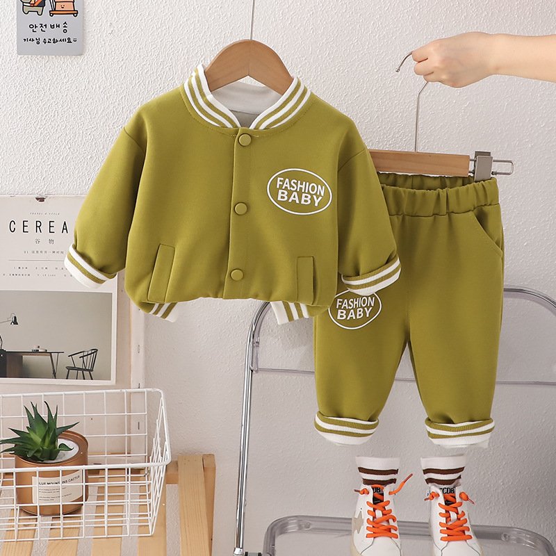 New Trendy Spring Autumn Kids Baseball Jacket Suits 2pcs Fashion Boys Pants Clothing Sets