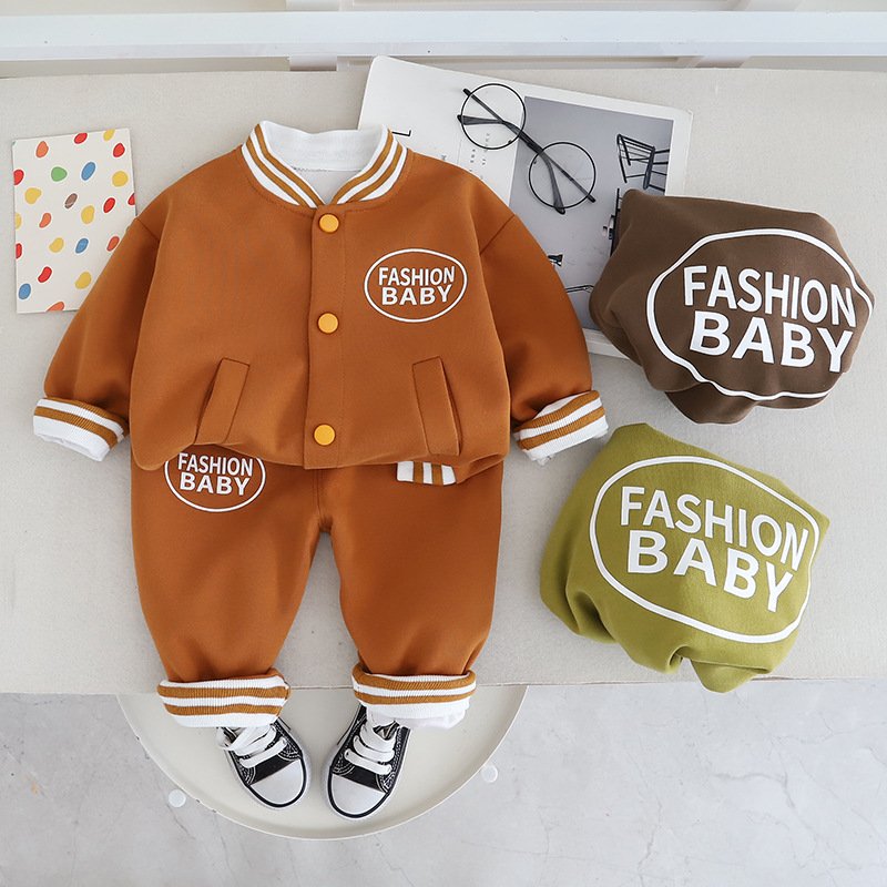 New Trendy Spring Autumn Kids Baseball Jacket Suits 2pcs Fashion Boys Pants Clothing Sets