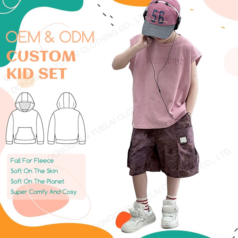 Custom Children's Clothing Sleeveless T-Shirts Boys Summer Suit 2025 New Children's Vest Suit Gradient Shorts Two-Piece Suit