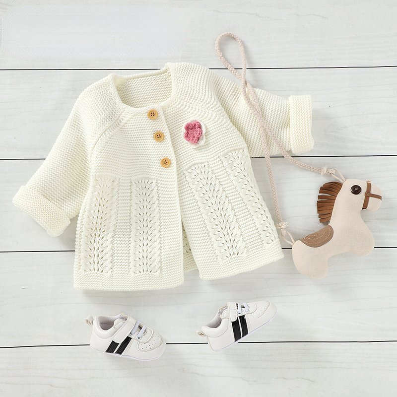 Newly Designed Baby Clothing Set Freely Collocation Solid Color Baby Knitted Coat Romper Hat 3pcs Suit For Boy Girl