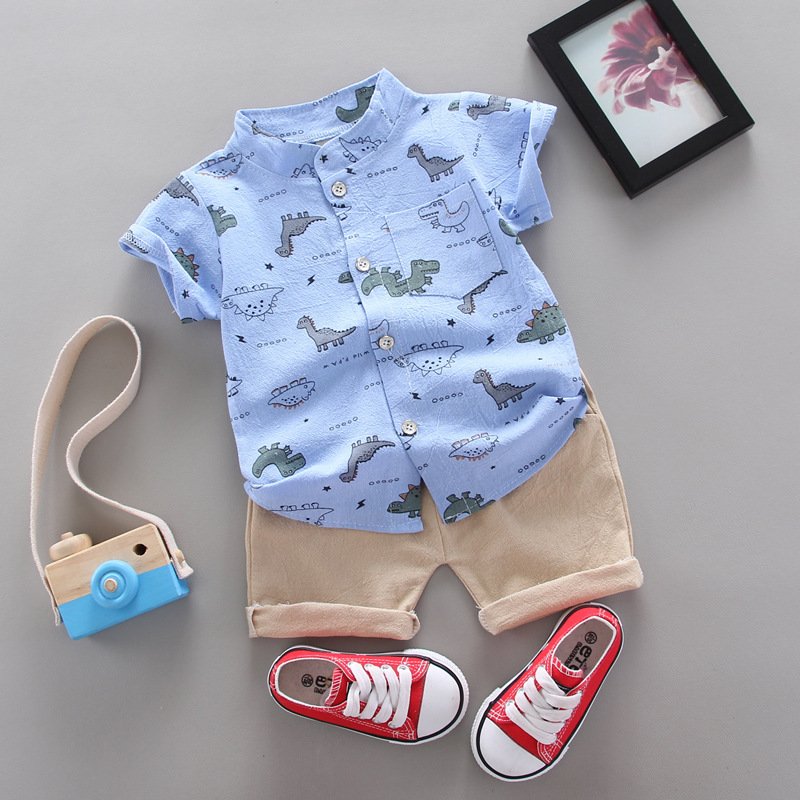Free Sample YT001 Children's Clothing Summer New Shirt Short-sleeved 2-piece comfortable cotton fabric set Baby Clothes