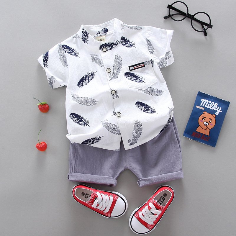 Free Sample YT001 Children's Clothing Summer New Shirt Short-sleeved 2-piece comfortable cotton fabric set Baby Clothes
