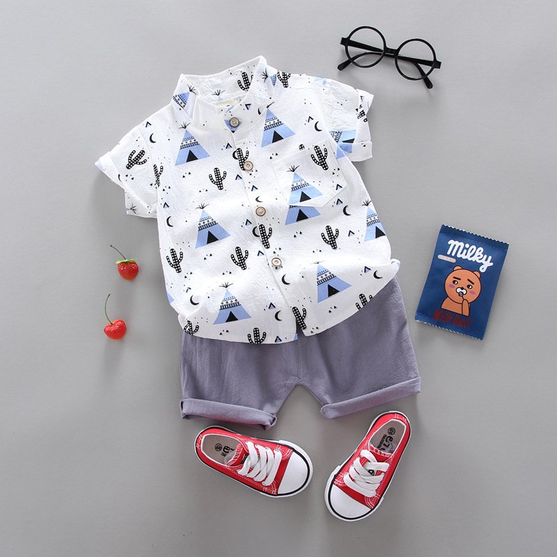 Free Sample YT001 Children's Clothing Summer New Shirt Short-sleeved 2-piece comfortable cotton fabric set Baby Clothes