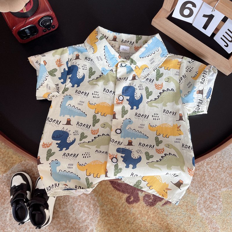 New Stylish Summer Children Outfits 2pcs Shirt+Shorts Cartoon Pattern Casual Boys Clothing Sets