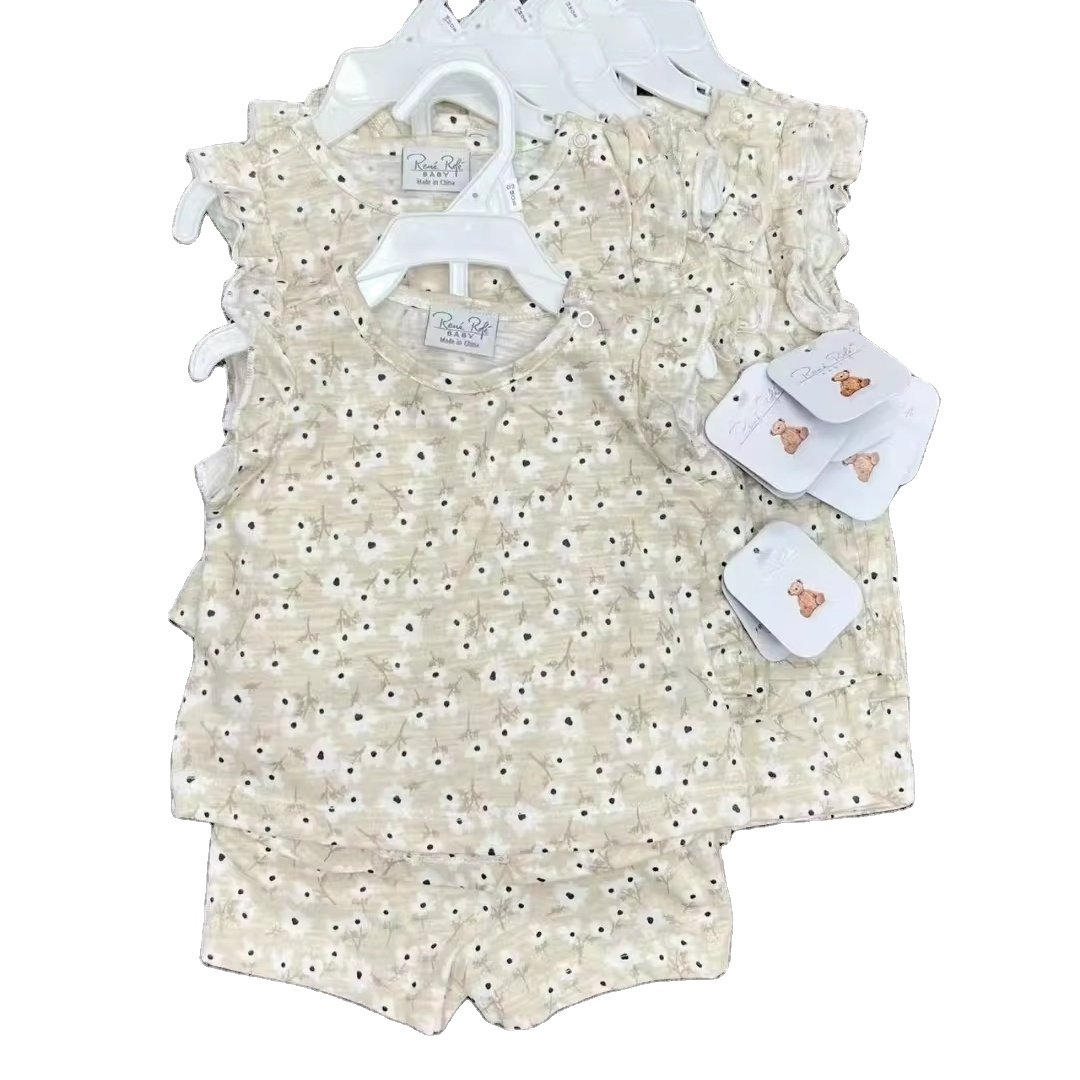 baby Wholesale Summer Baby Clothing Sets Children Vest Suit Cotton Boy Sleeveless Vest With Pants baby Girls clothes