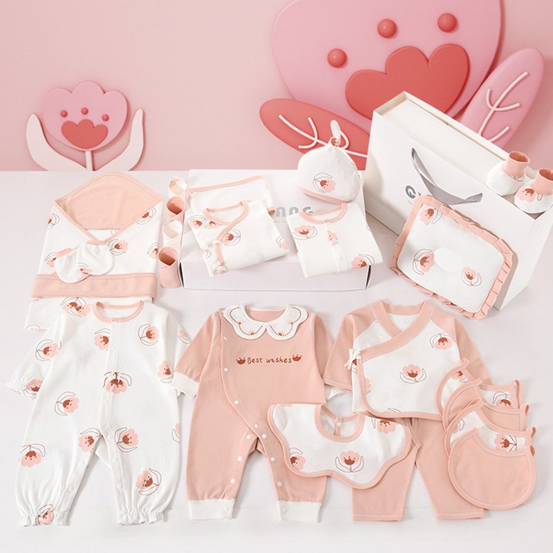 22/24/26 Pieces Newborn Clothes Baby Gift Cute Printing Dress Pure Cotton Set 0-12 Months Summer Kids Suit Girl Without Box