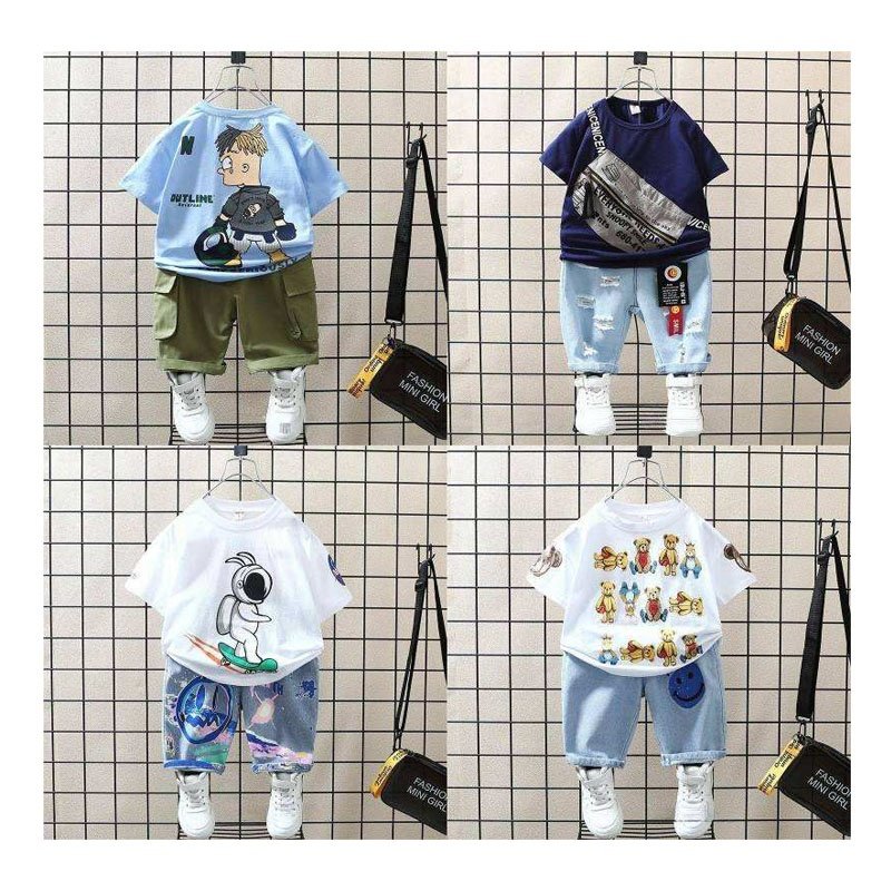 Quality korean style infant clothing summer cool kids clothes baby boys clothing sets