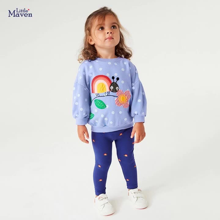 Cute Long Sleeve Two-Piece Children Suit Sets Soft Cotton with Cartoon Pattern Assorted Colors for Girls Spring Season Wholesale