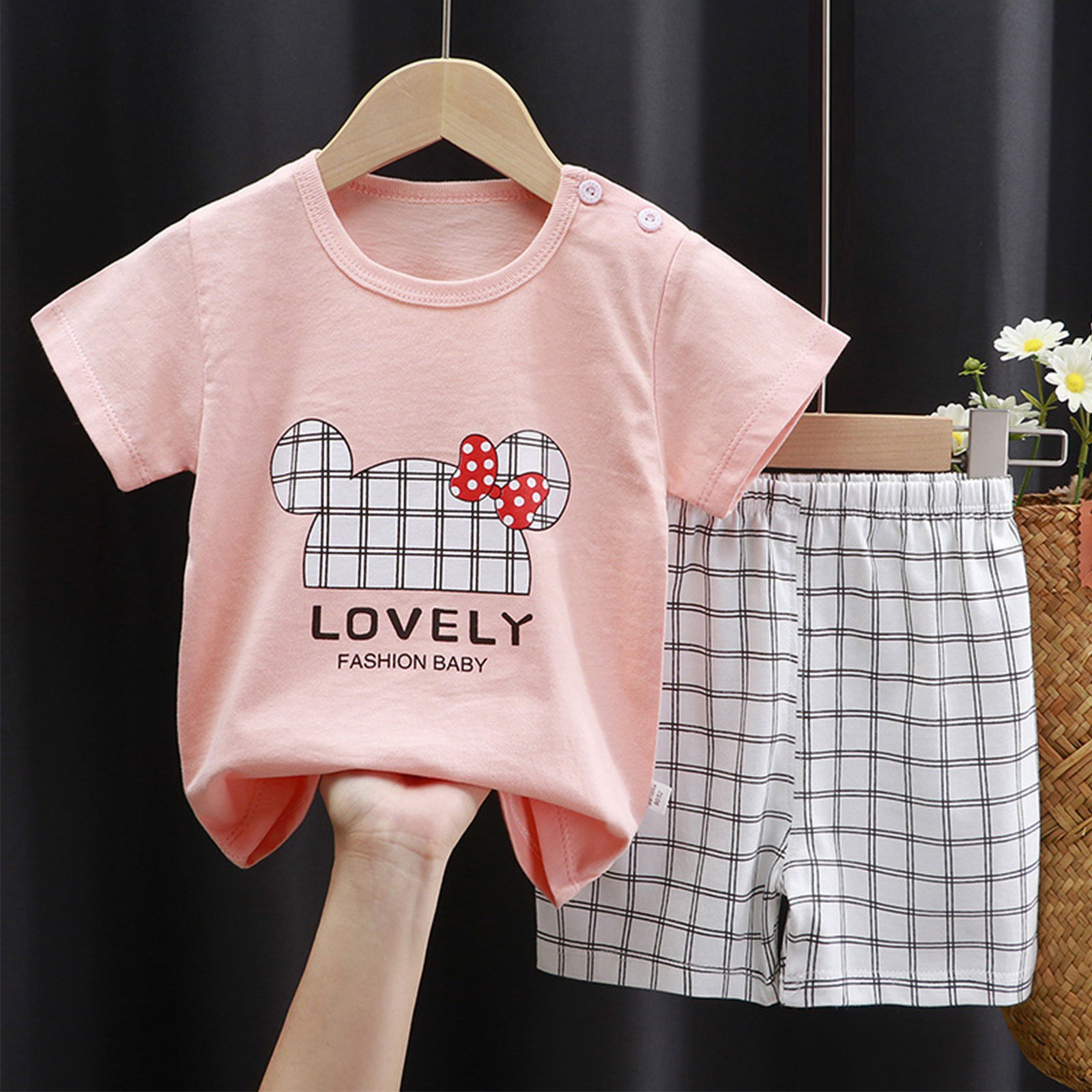 Children's cotton short sleeve suit girls summer clothes boys T-shirt baby clothes Korean version of children's clothes