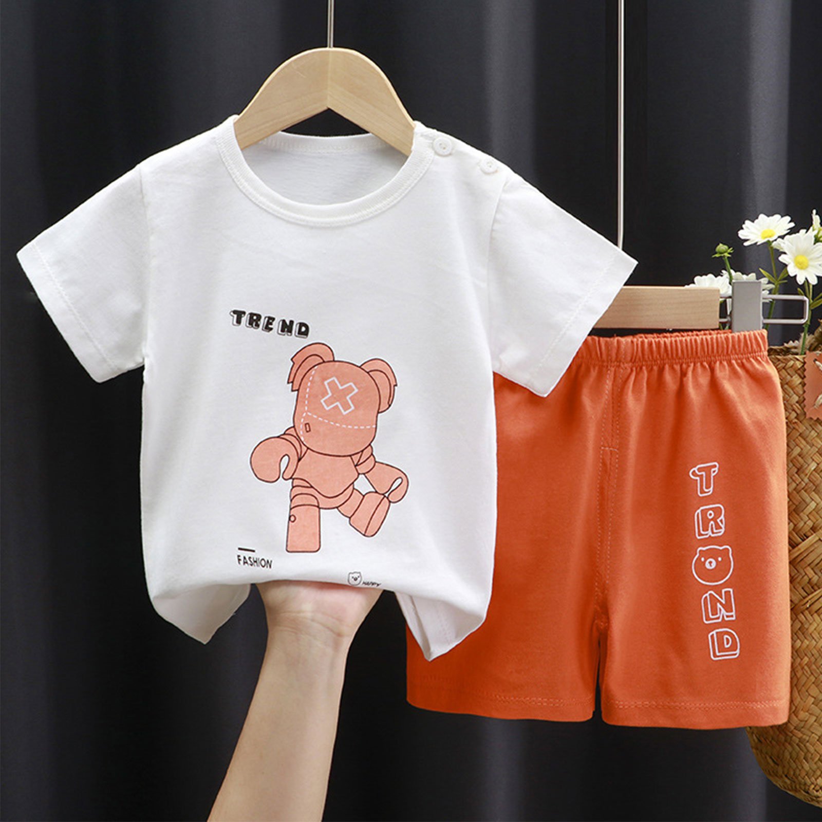 Children's cotton short sleeve suit girls summer clothes boys T-shirt baby clothes Korean version of children's clothes
